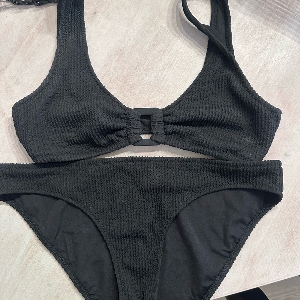 Aerie Black Ribbed Bikini Set